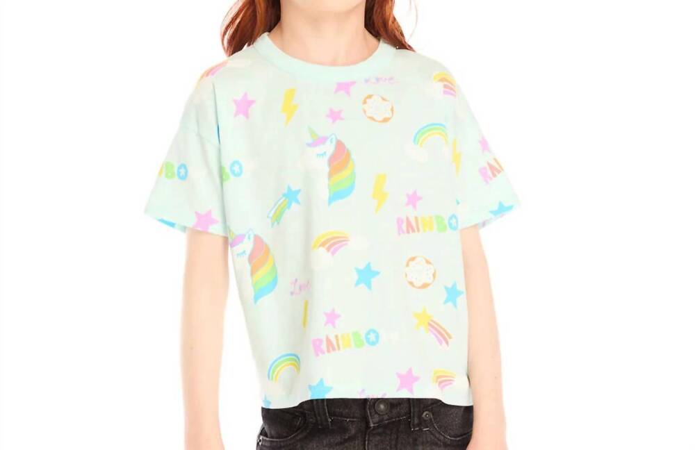 NEW CHASER unicorn hearts short sleeve tee in green